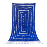 Klein blue and white Moroccan Berber rug