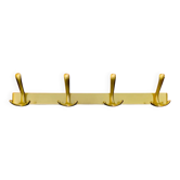 Vintage wall-mounted coat rack in anodised gold aluminium – 4 hooks – 1960s