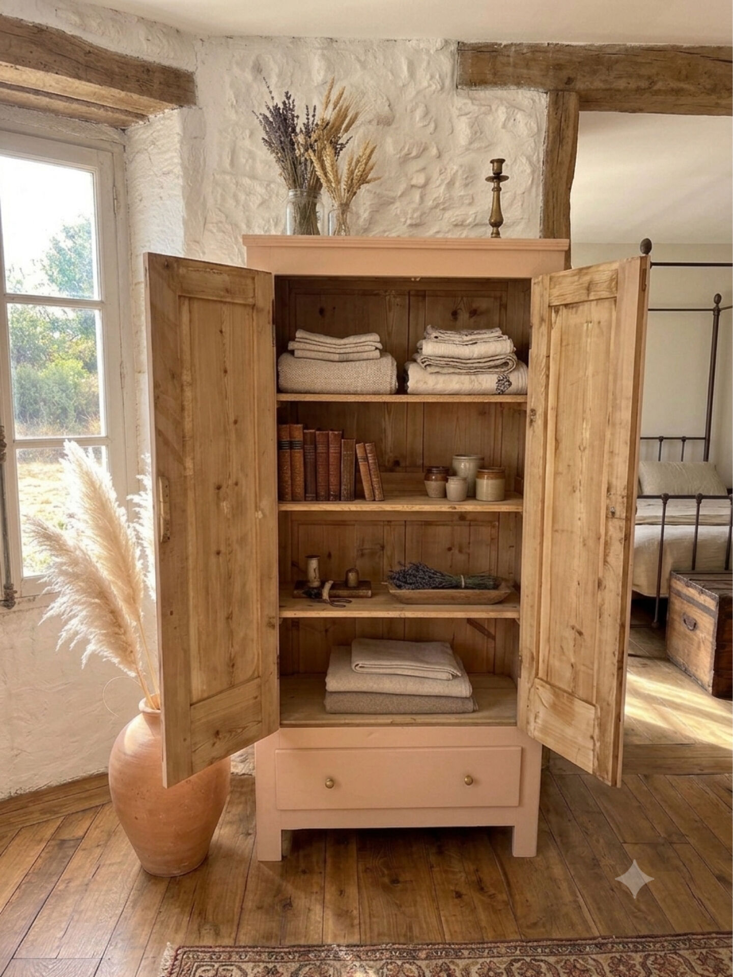 Parisian wardrobe made of solid wood