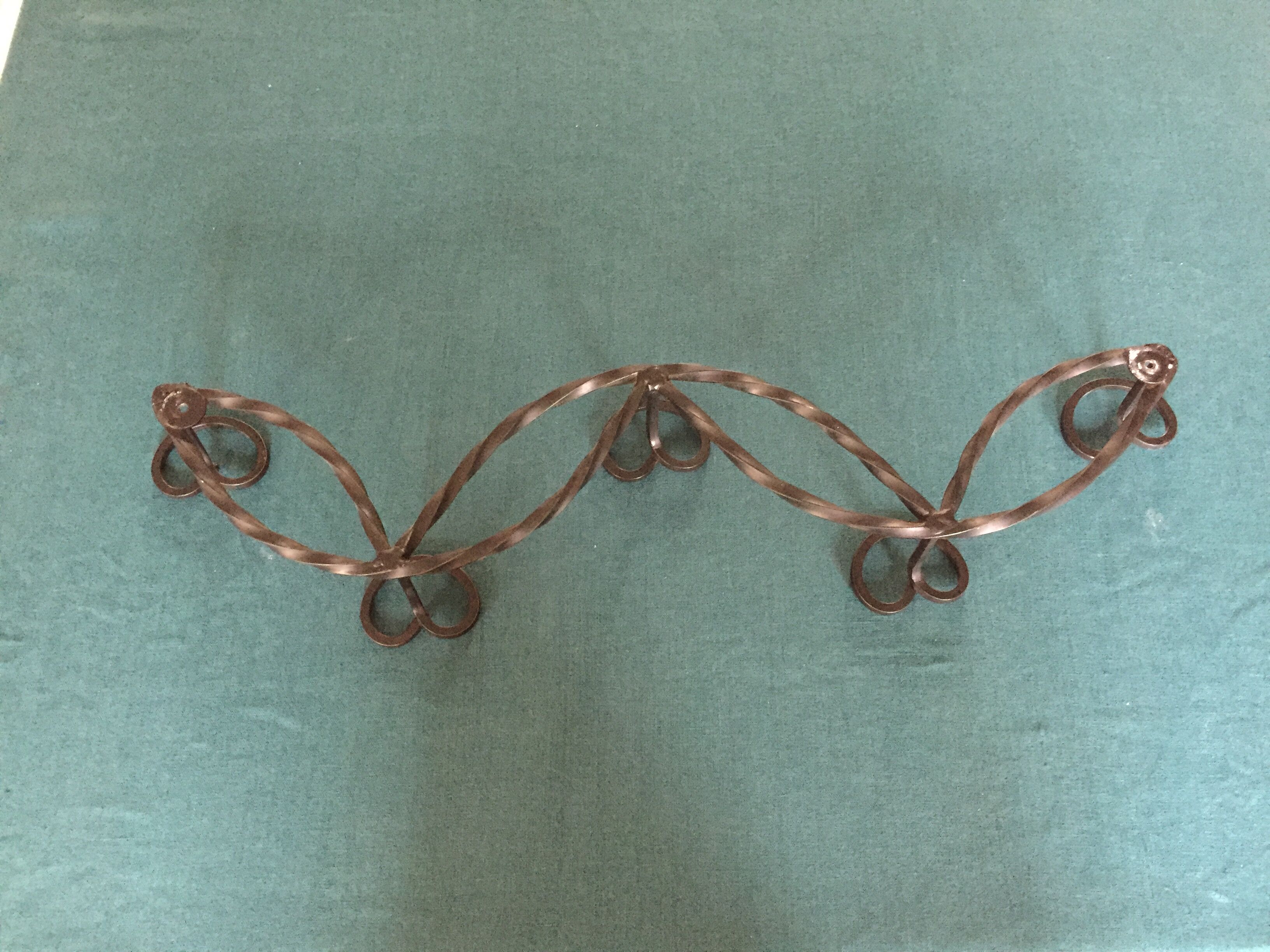 Vintage wrought iron coat/patère with 5 hooks