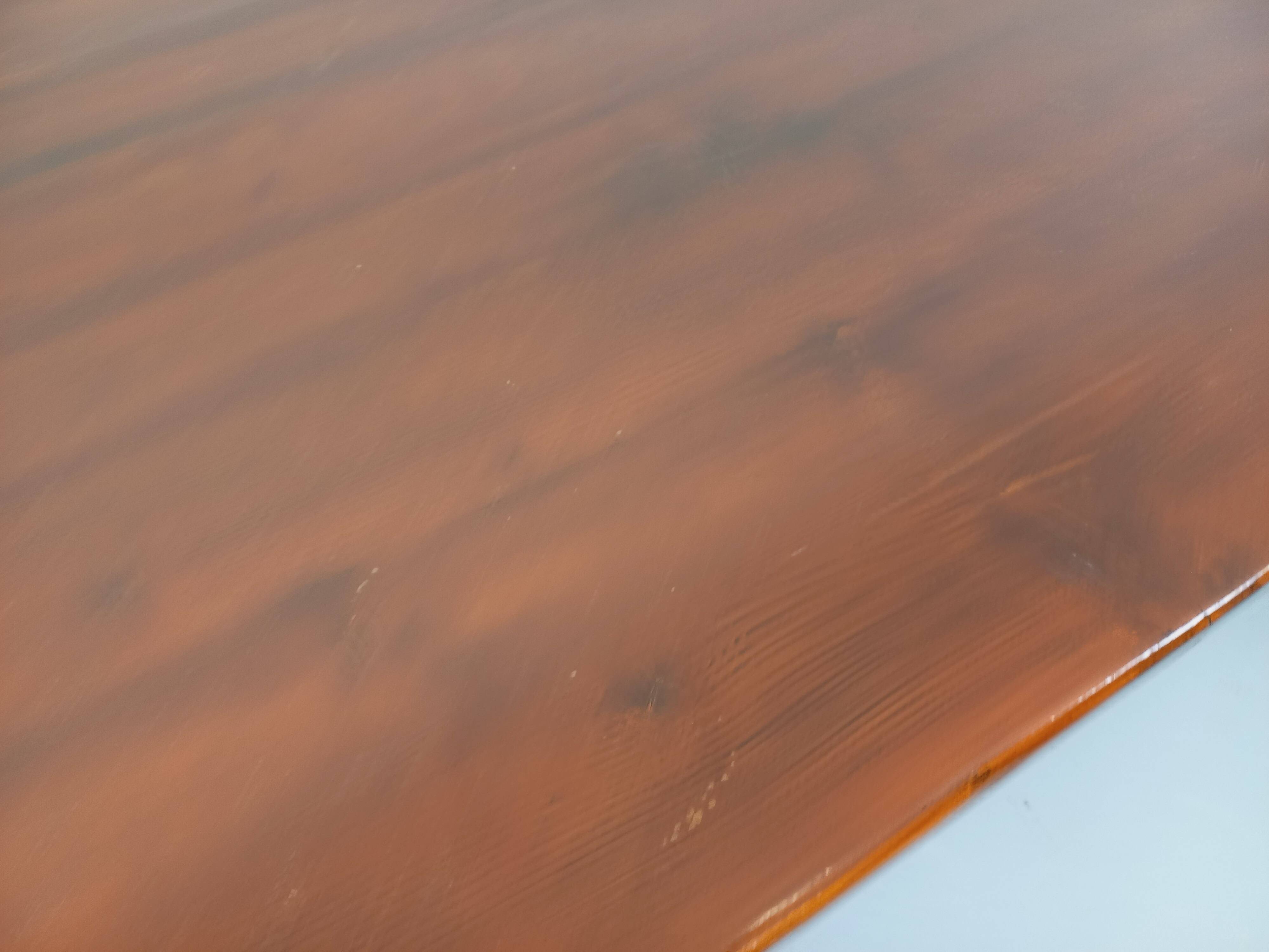 Brutalist rectangular dining table by Georges Robert in pine wood.