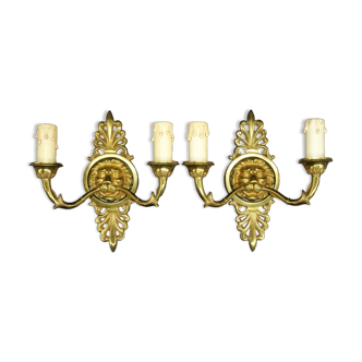 Paire d'appliques, aux têtes de lion et flèches, style Empire