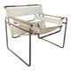Wassily chair in white leather with chrome base