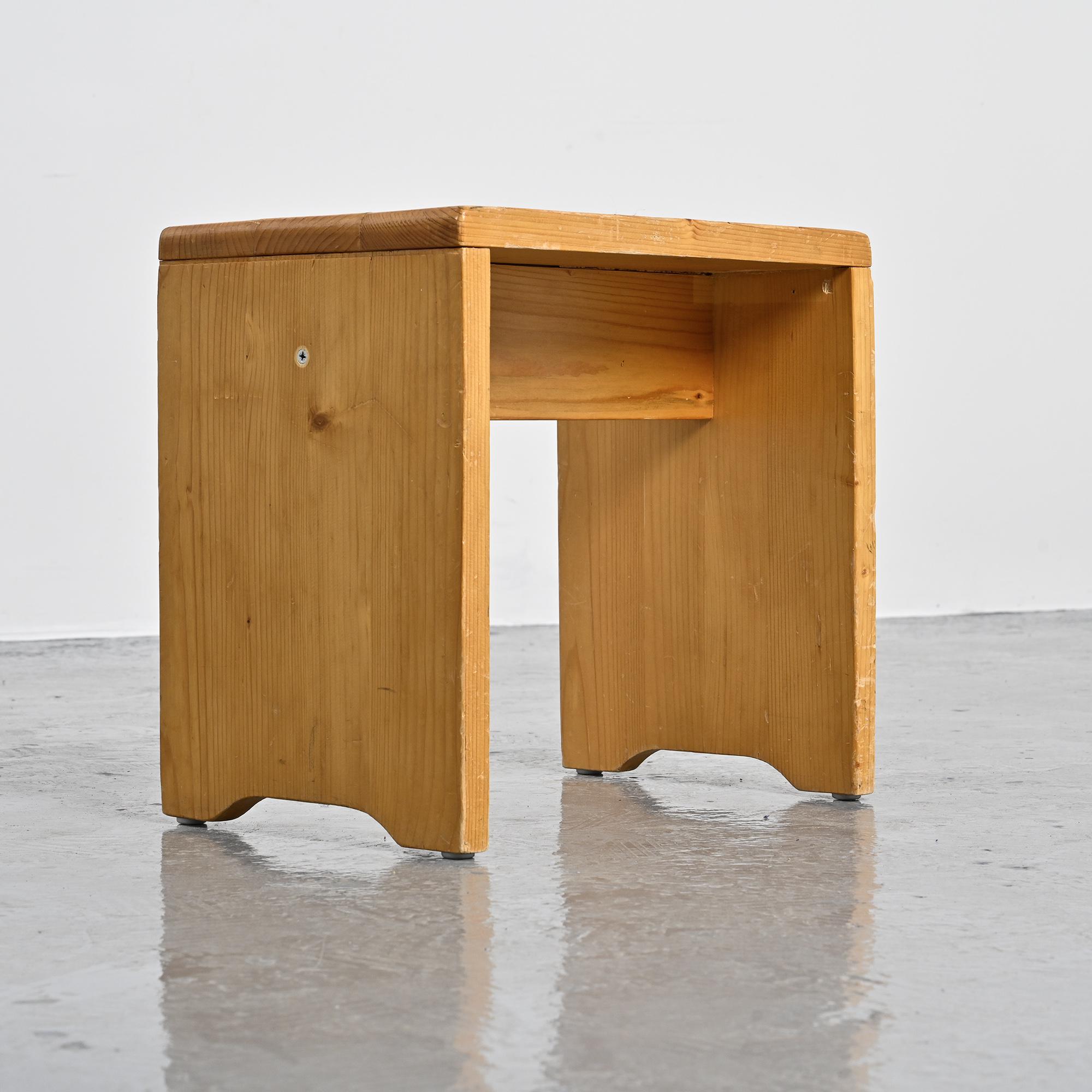 Pine stool from Les Arcs, circa 1975