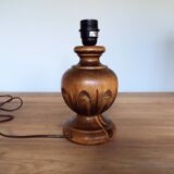 Carved turned wooden lamp base