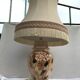 Former ceramic potiche lamp base wood - abat-day vintage beige fabric