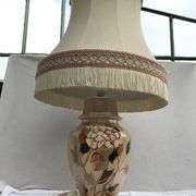 Former ceramic potiche lamp base wood - abat-day vintage beige fabric