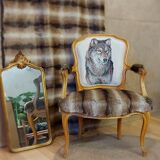 Armchair Louis XV head of wolf