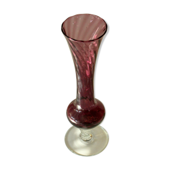 Smoked glass vase in purple amethyst, solifleur, vintage