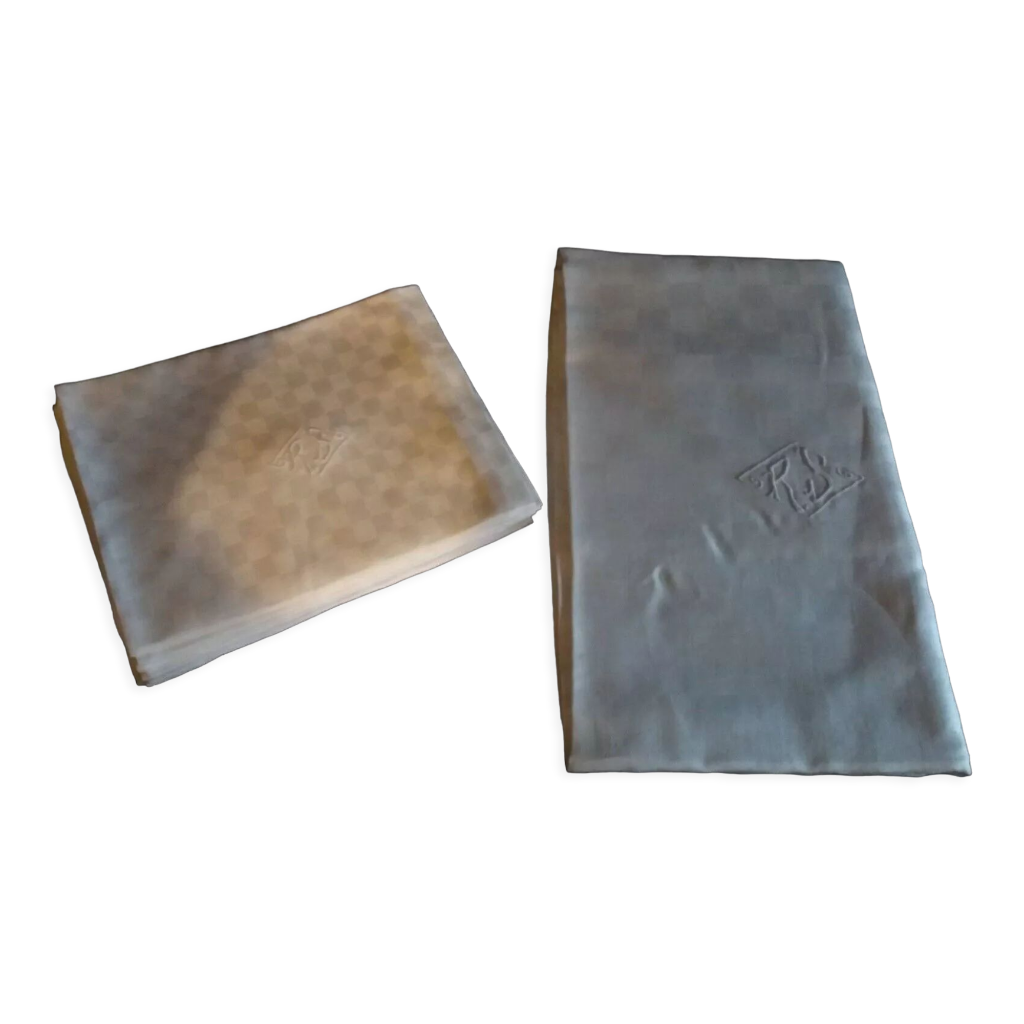 Table linen damask monogram ten napkins tablecloth 200 X 210 cm