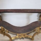 Giltwood antique console table with marble top, Italy 18th century