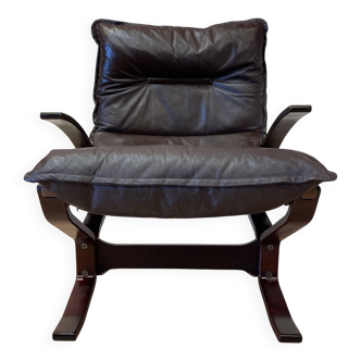 Fauteuil cuir "design scandinave" 1950  style "Ingmar Relling".