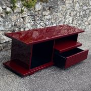Rectangular plexiglass tv unit, burgundy, wine colour, david lange wine