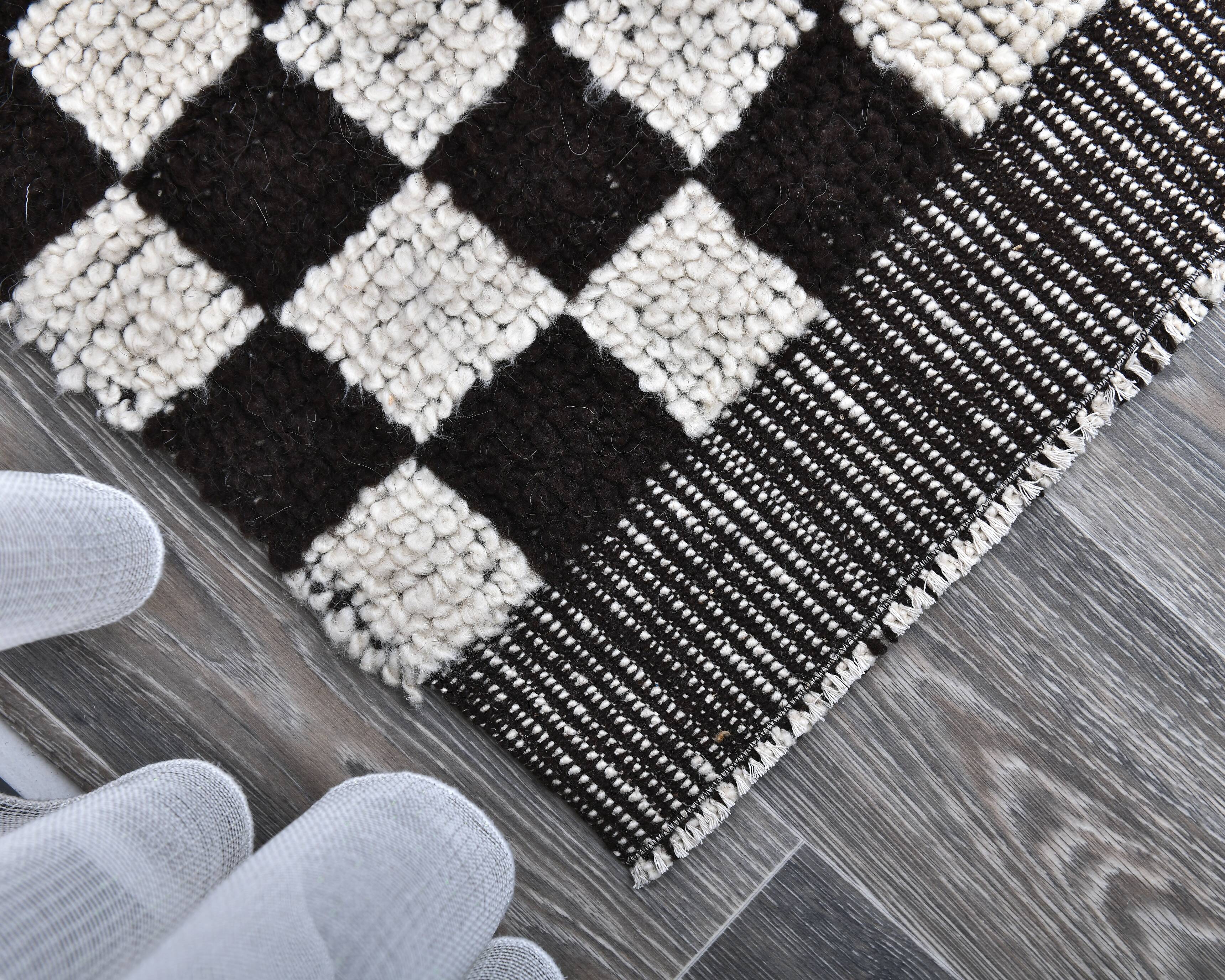 2x10 Checkered Turkish Vintage Runner Rug 69x294Cm
