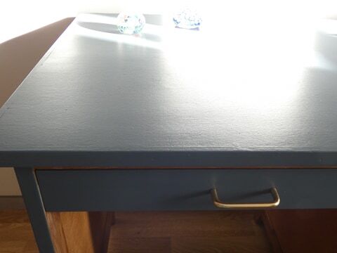Bureau années 50 bleu nuit et sa chaise assortie