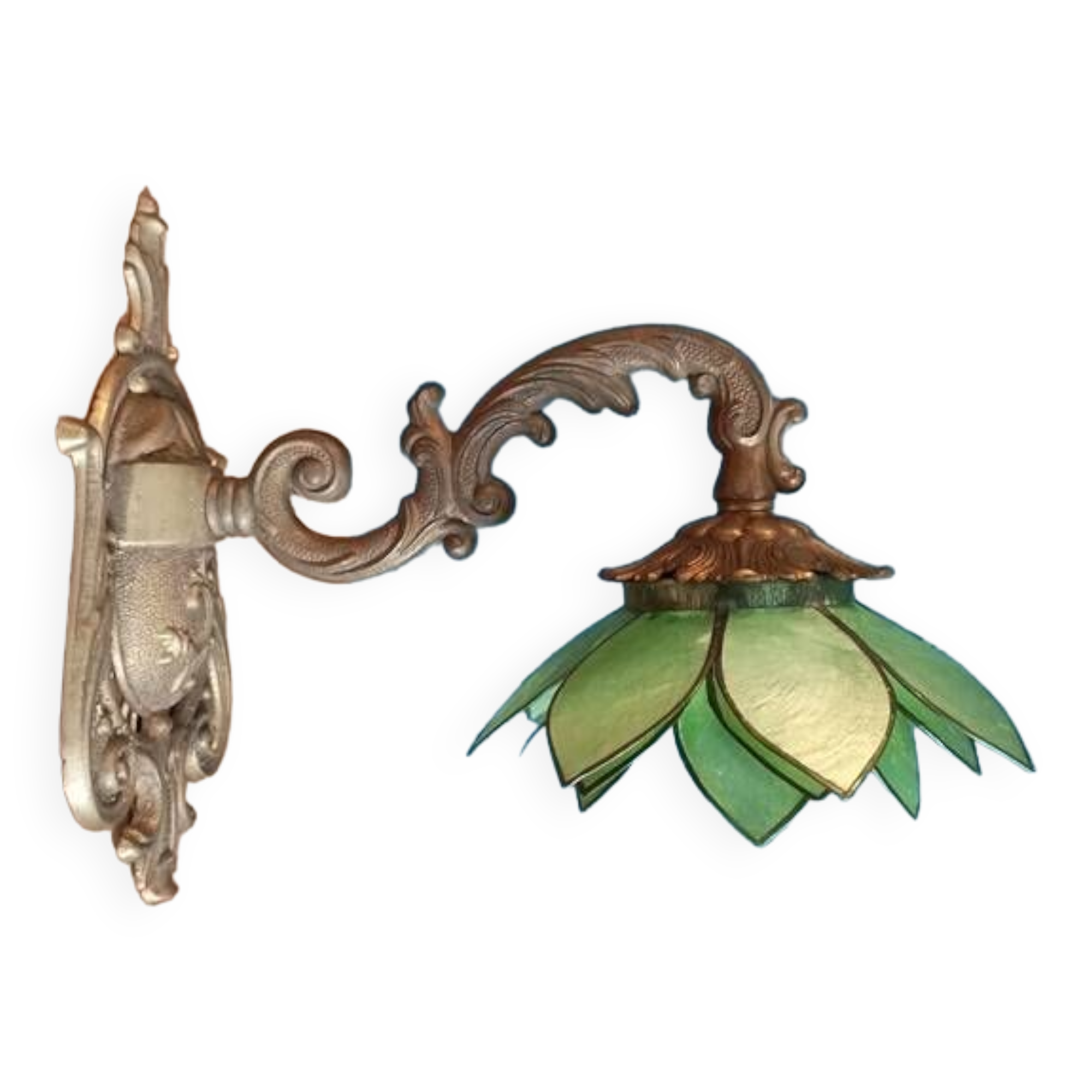Applique lampe Lotus fleur pétale nacre base bronze dp 1123615