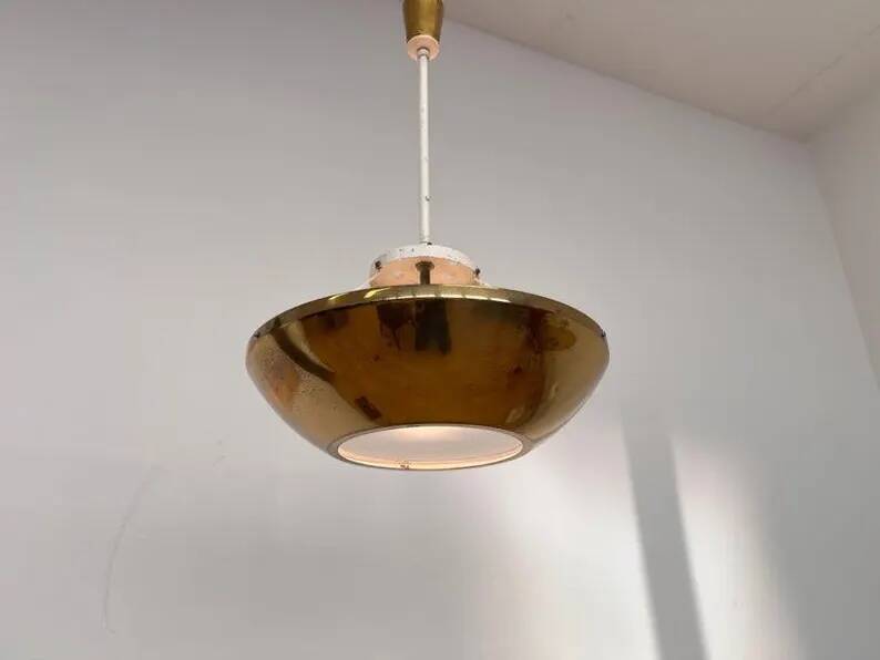 Small brass design UFO pendant - 1940s / Czechoslovakia