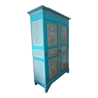 Armoire penderie vintage peinte enfant/adulte, style Louis-Philippe