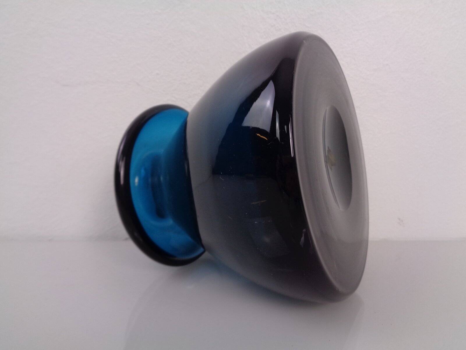 Hand-blown blue glass vase, Italy, 1960s