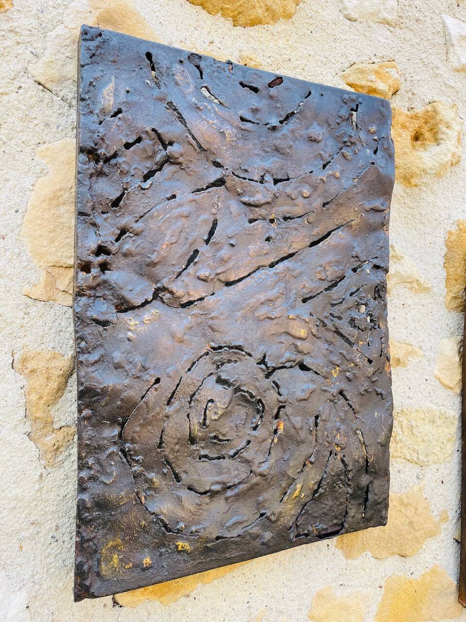 Set of three brutalist wall sculptures, by Irv Bramberg, vintage