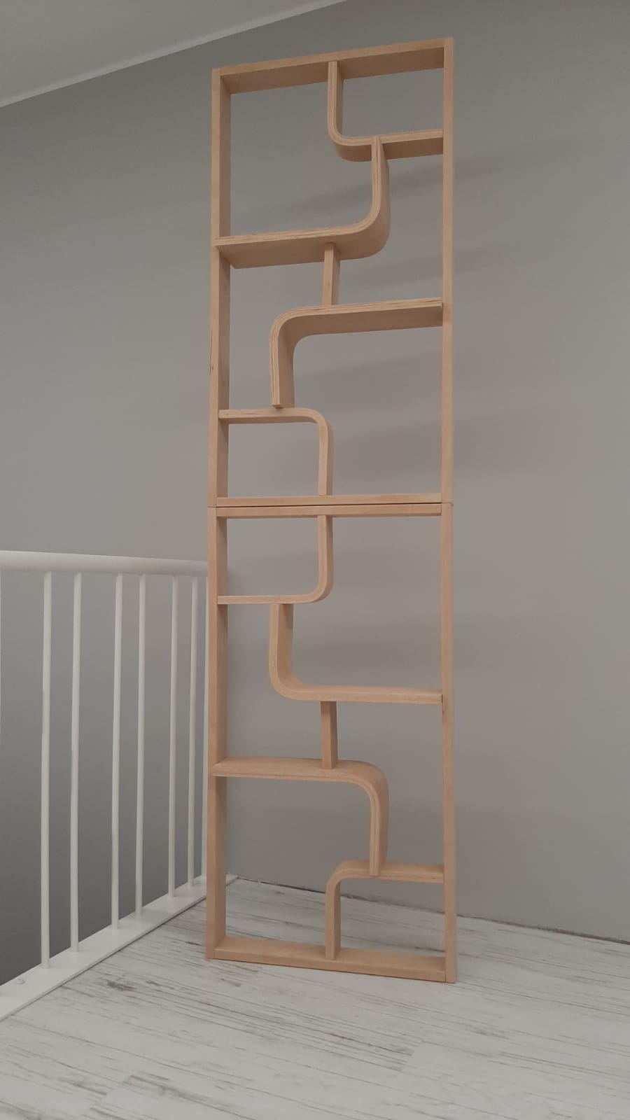 Curved plywood wall, bookcase, flowerbed, Volak by Holesov, 1960s Czechoslovakia