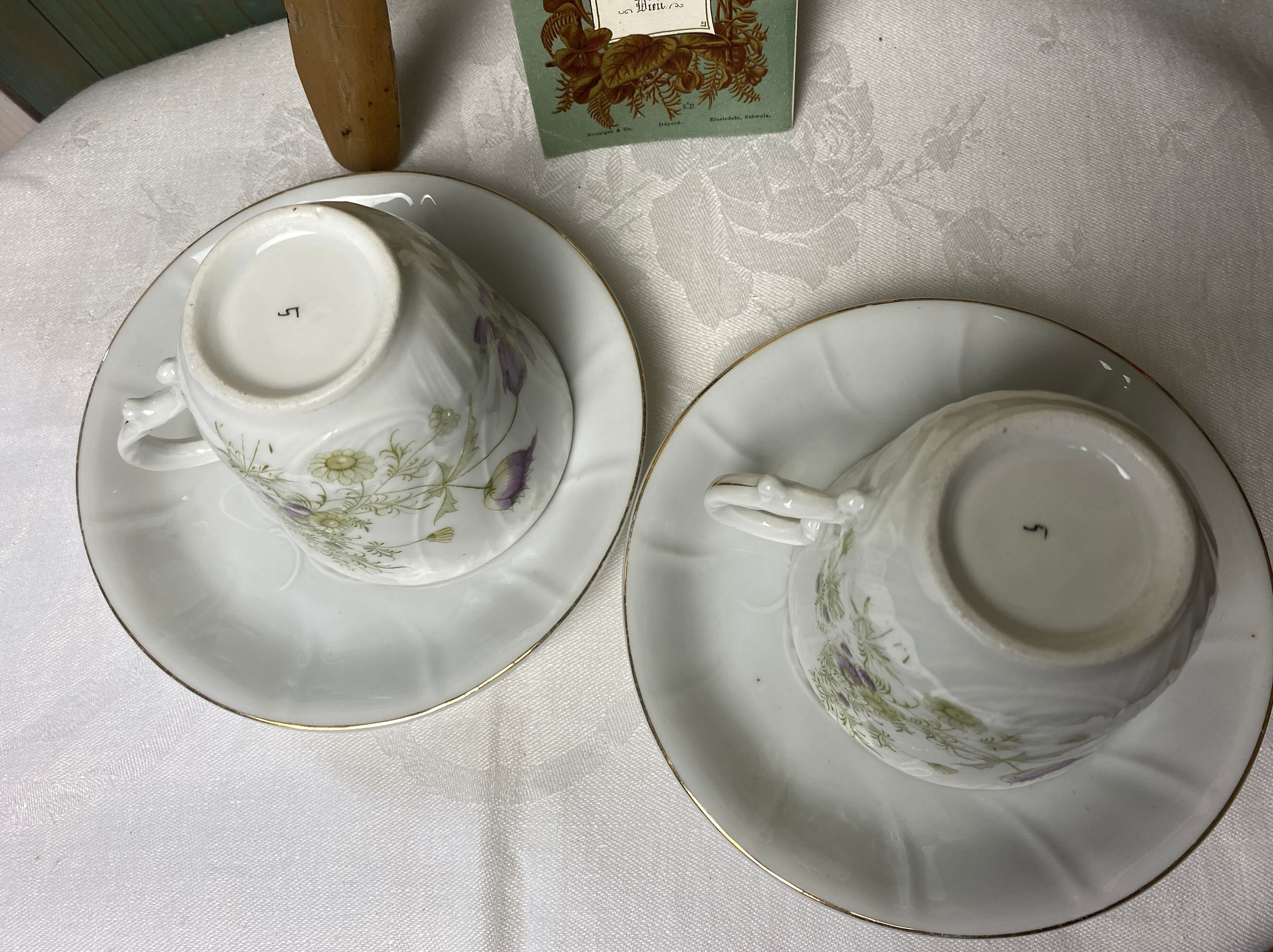 Duo of antique coffee cups