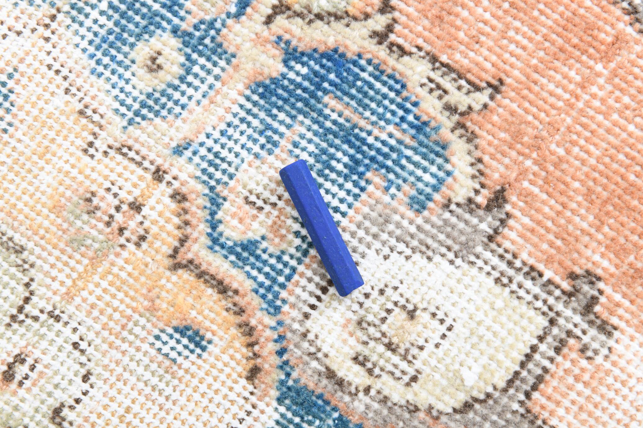 3x6 Rug For Living Room Pale Orange Blue Handmade Turkish Rug, 104x176Cm