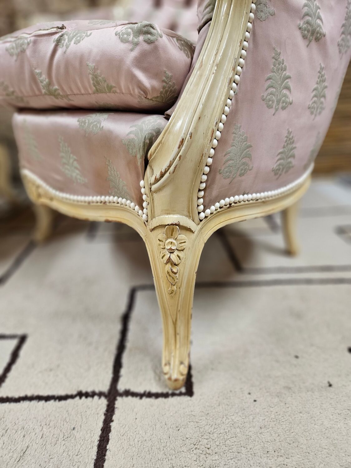 Pair of 1960s silk bergère armchairs