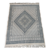 Blue and white hand-woven margoum rug