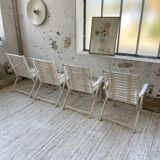 4 white wooden garden chairs