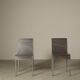 Set of six postmodernist stainless steel dining chairs from circa 1980-1990.