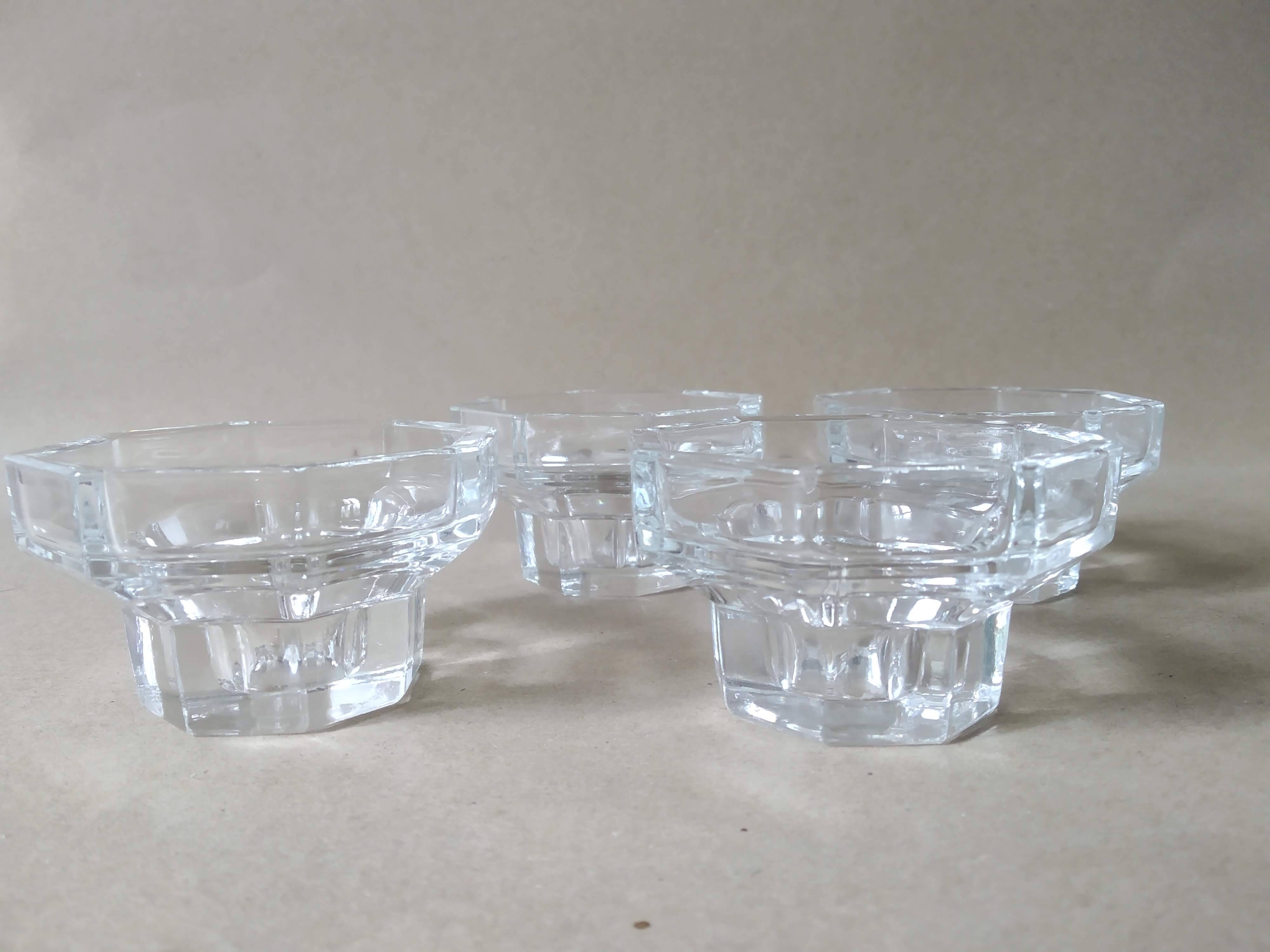 Set of 4 Art Deco style glass candle holders