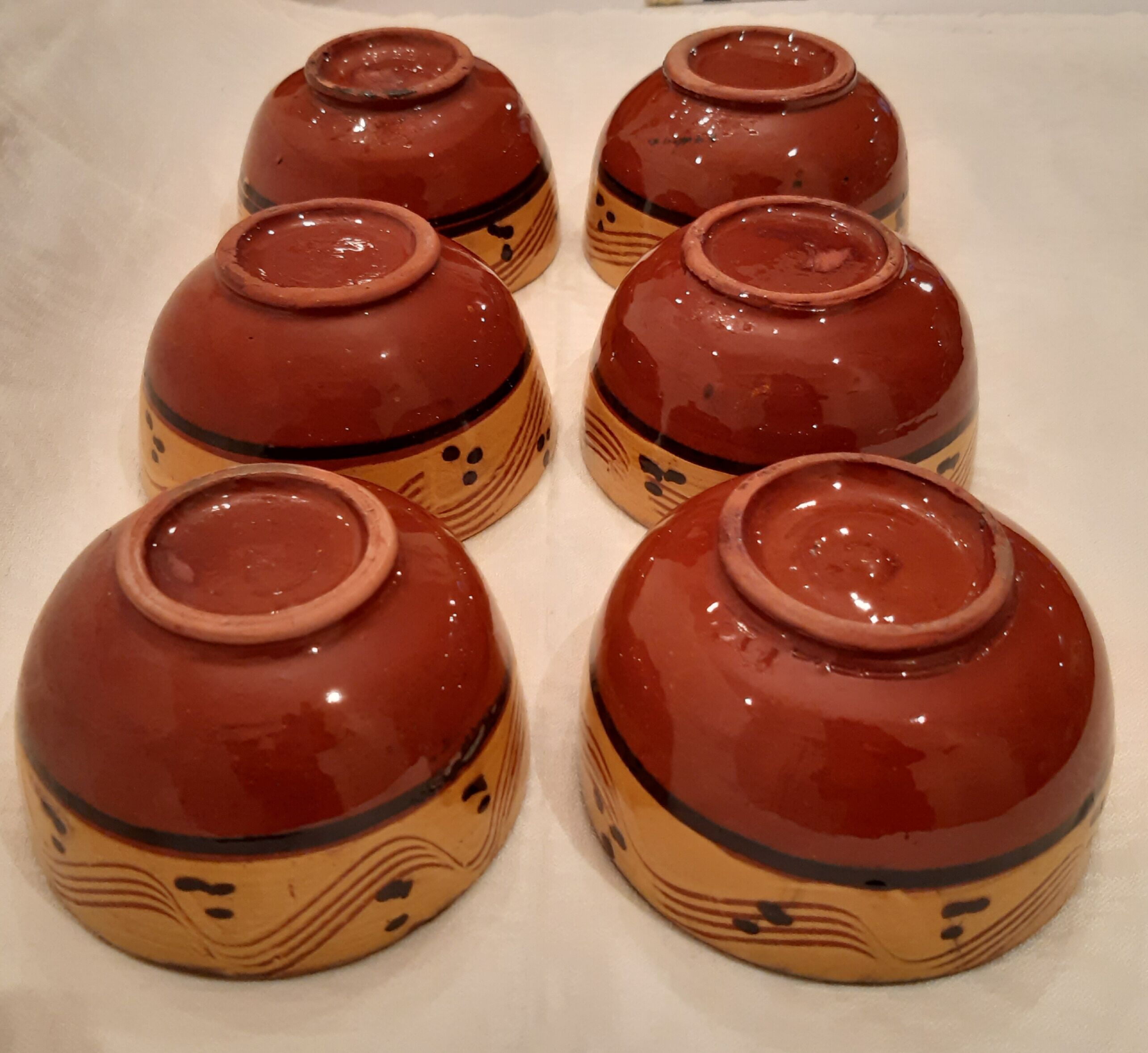 Lot of six terracotta ramekins glazed diameter 11cm TBE