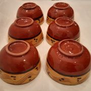 Lot of six terracotta ramekins glazed diameter 11cm TBE