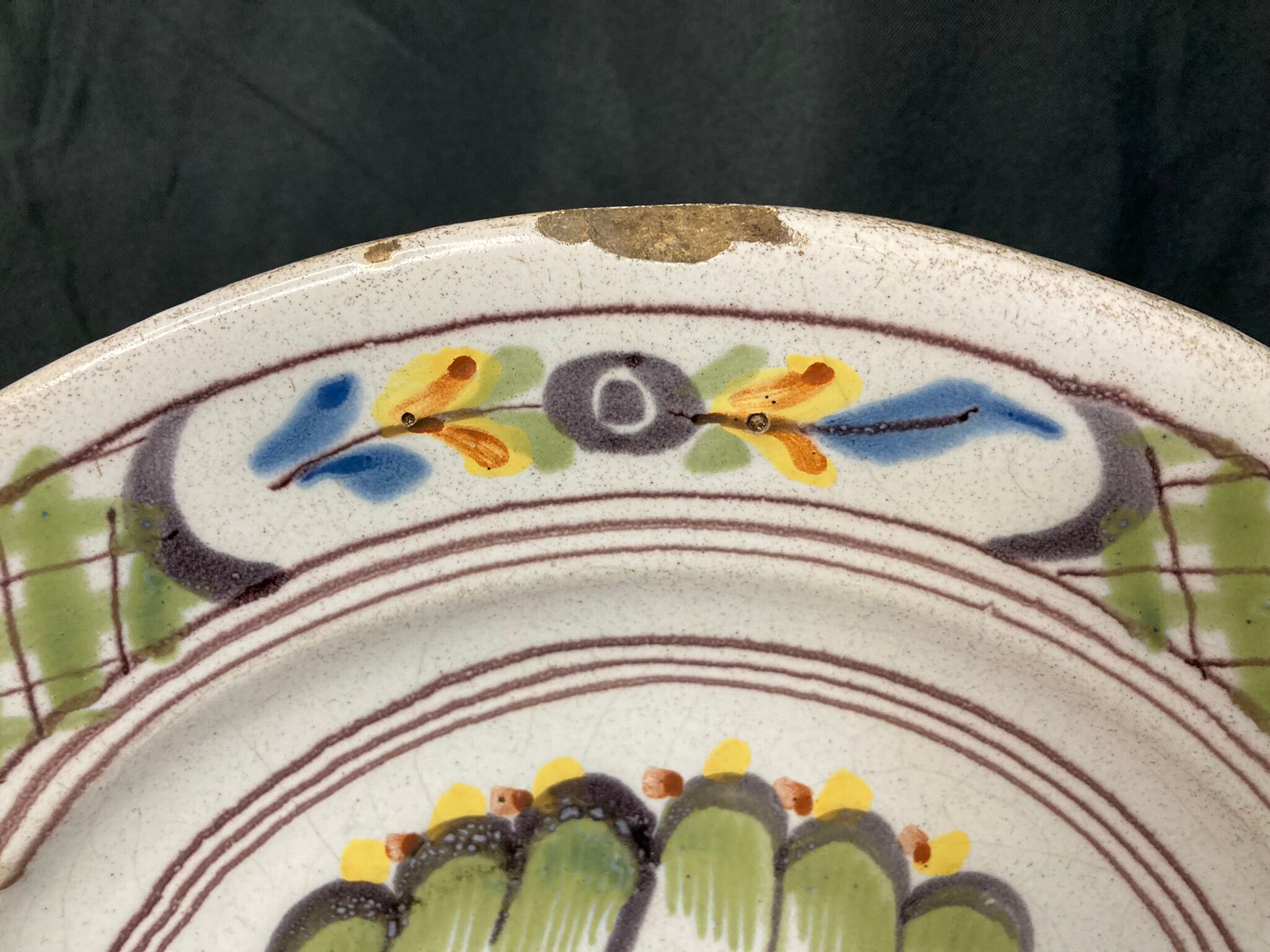 Nevers, earthenware dish willow decoration and eighteenth century pagodas