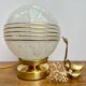 Vintage globe-laying lamp in white Clichy glass gold stripes.