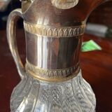 Crystal and pewter wine carafe