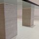 Glass table and travertine feet