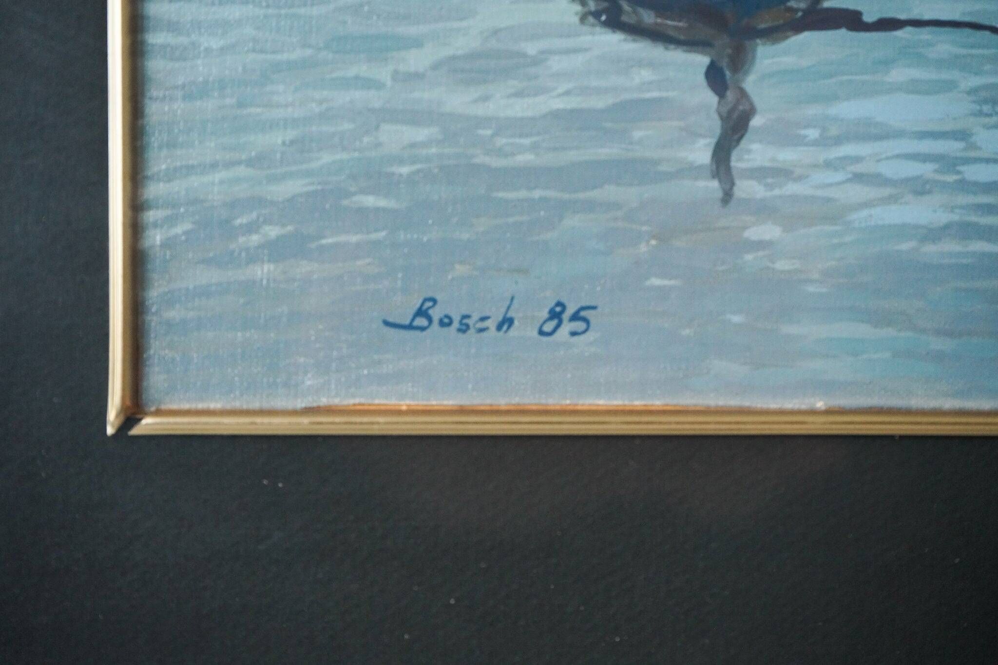 Deux Études Encadrées de Bateaux de Pêche - Signées Bosch