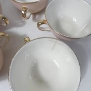 5 tasses Villeroy & Boch rose et or par Lucien Engel