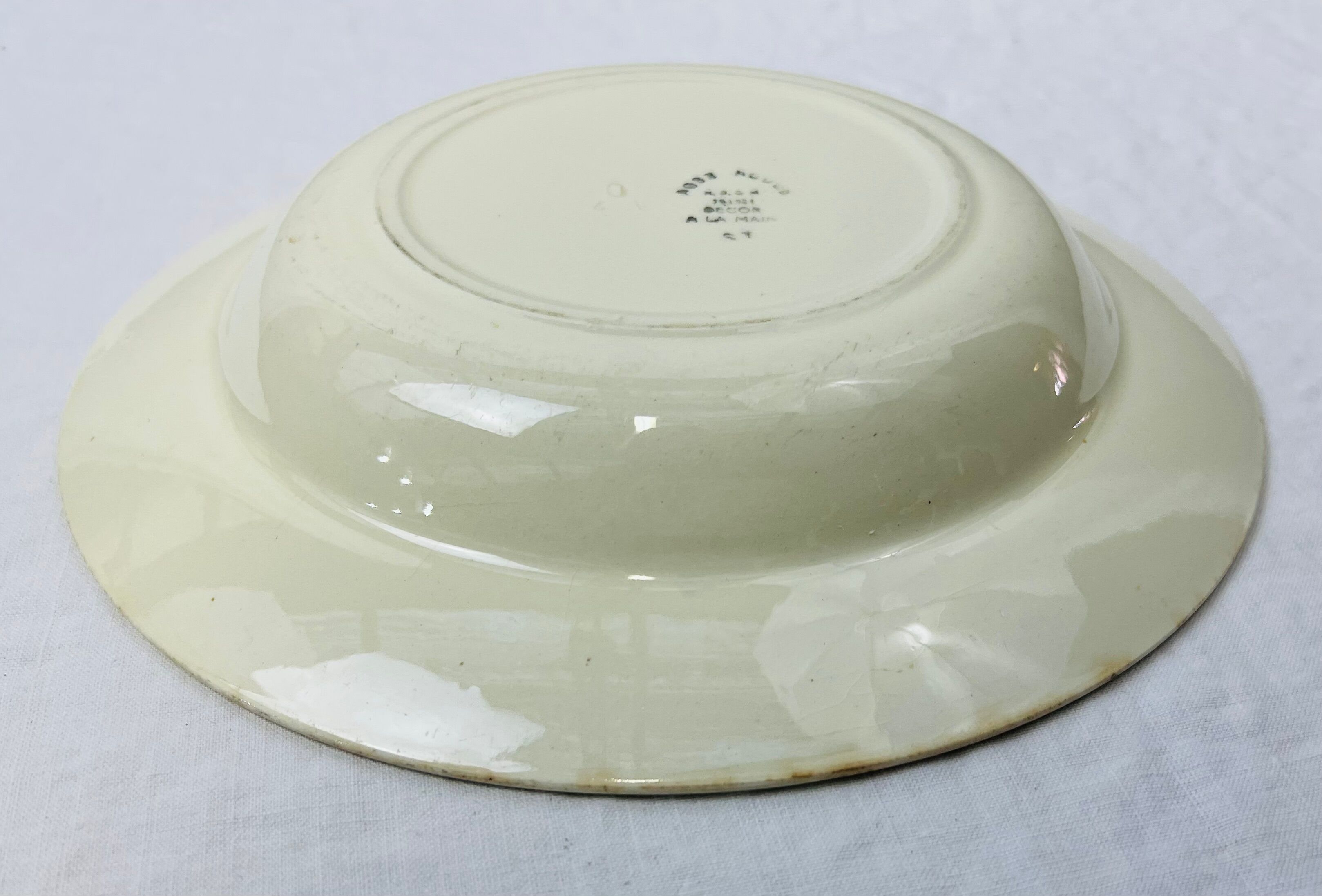 Vintage hollow round dish décor flowers HBCM pink red