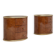 Vintage burlwood and brass nightstands, 1970s