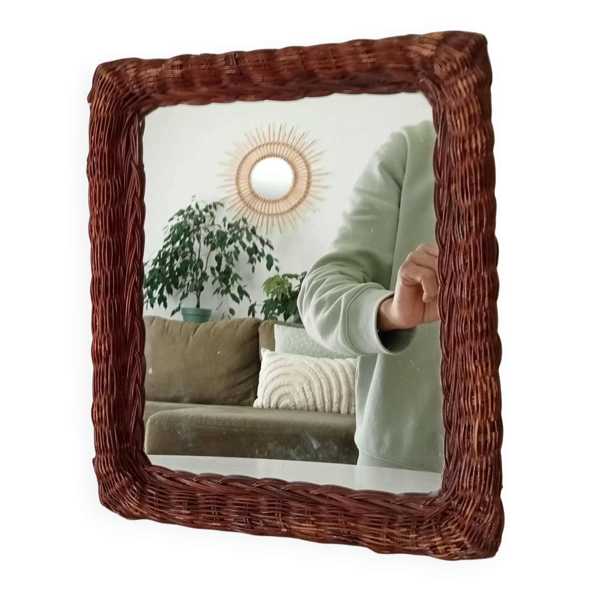 Vintage wicker mirror