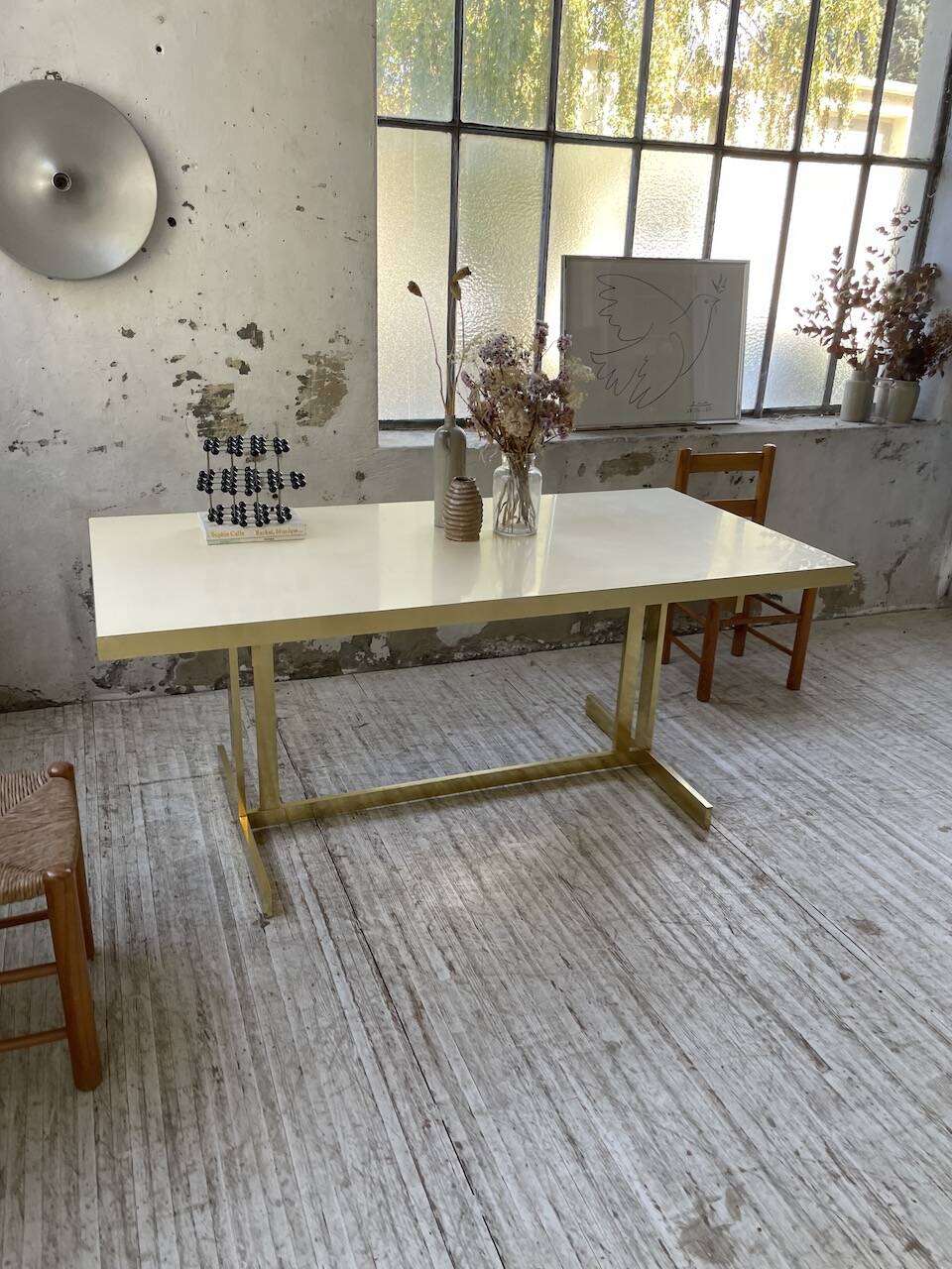 Brass table 1970 Italian lacquer