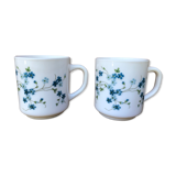 Duo of mug Arcopal Veronica décor flower blue forget-me-not.