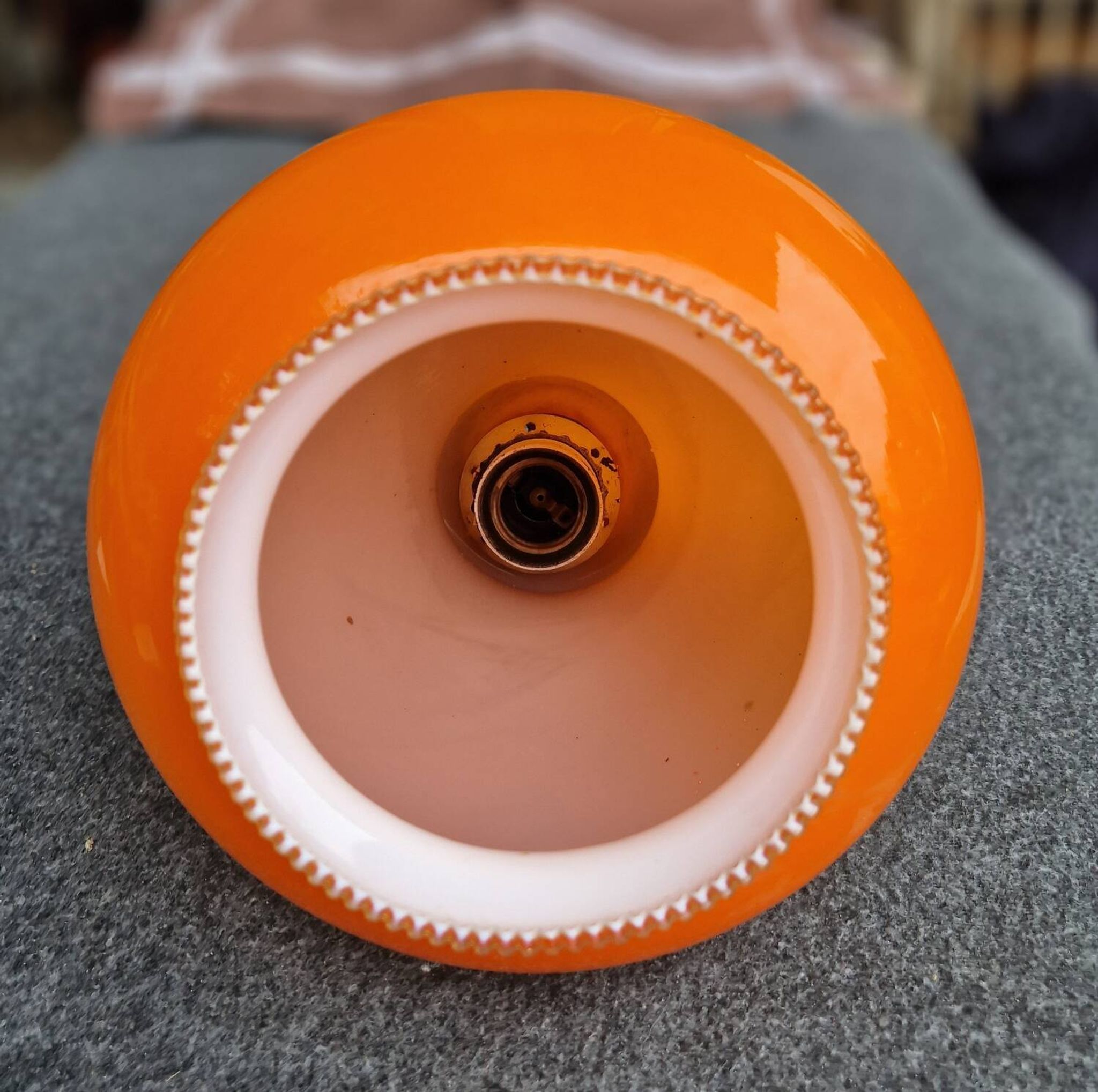 Orange opal glass pendant light from the 70s