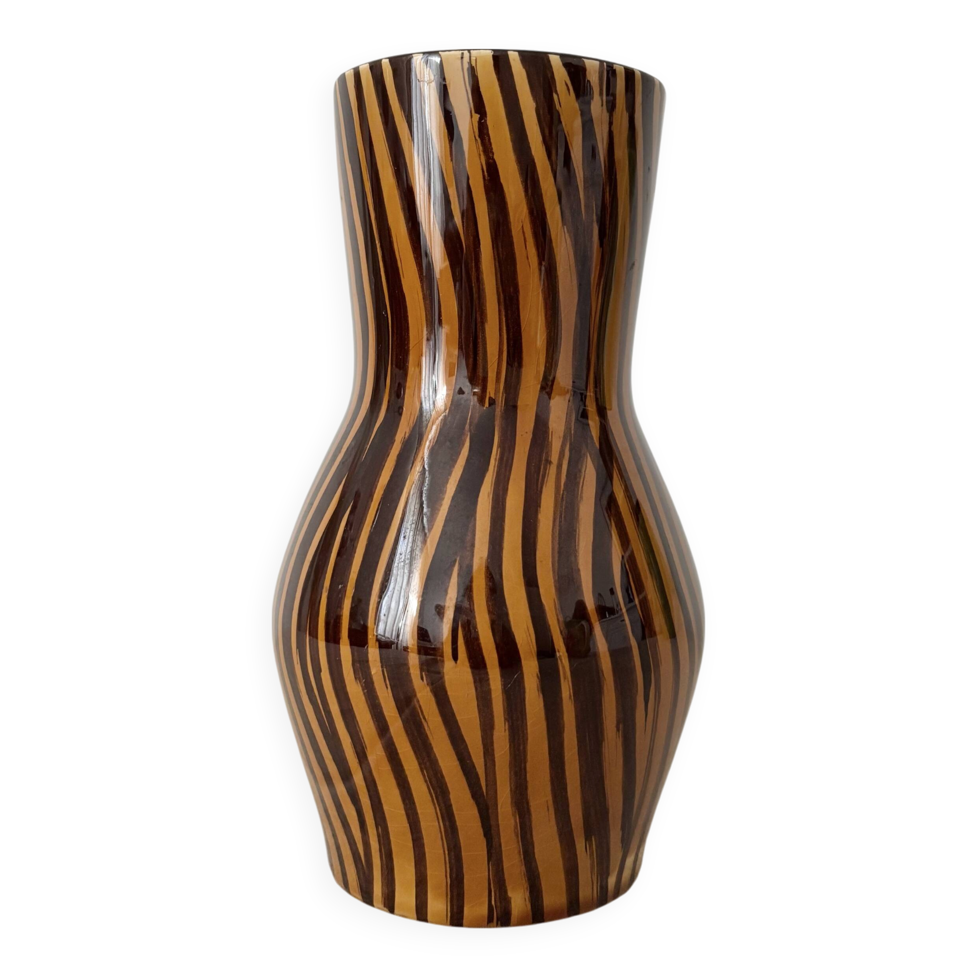 Vintage hand painted striped vase