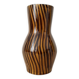 Vintage hand painted striped vase