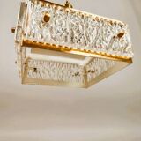 Vintage chandelier from Malmö Metallvarufabrik and pressed glass from Orrefors 1970s