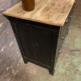 Commode ancienne patinée noir plateau brut 1900